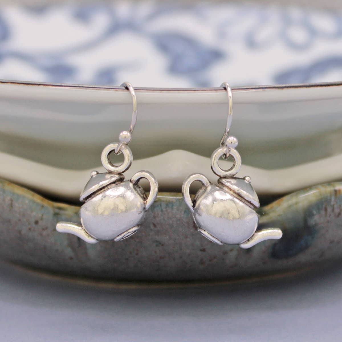 Royal Silver Teapot Earrings