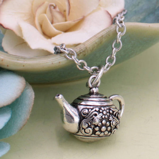 Spot of Tea Silver Kettle Necklace
