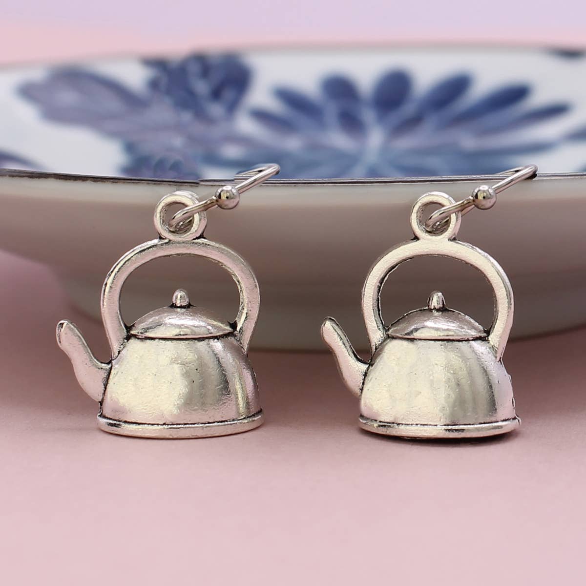 Put on the Kettle Silver Earrings