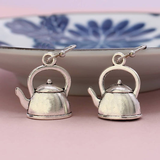 Put on the Kettle Silver Earrings